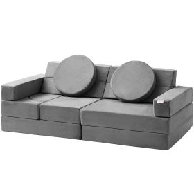 VEVOR Play Couch, Modular Kids Nugget Couch 15pcs, Toddler Foam Sofa Couch with High-density 25D Sponge for Playing, Creating, Sleeping