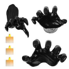 3Pcs Creepy Reaching Hands With Lighted Candles Wall Mounted Halloween Decoration Witch Devil Hand Aesthetic Goth Gothic Life-Sized Horror Hands