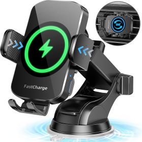 Wireless Car Charger, Fast Charging 15W Auto Clamping Car Charger Phone Holder Phone Mount (Option: M15)