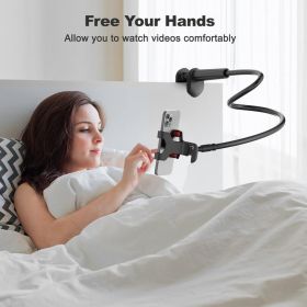 Newest Gooseneck Phone Holder 31in Long Flexible Lazy Arm Clip Adjustable Overhead Phone Mount For Phone (Color: Black)