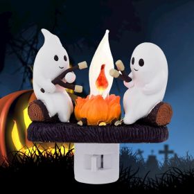 Ghost Campfire Flickering Night Light, 3D Small Electric Faux Campfire Night Light, Home Decorations (Quantity: 2 Pack)