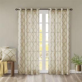 Fretwork Print Grommet Top Window Curtain Panel(Only 1 Pc Panel) (Color: as Pic)