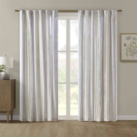 Poly Printed Curtain Panel with Tufted Stripe and Lining (Color: as Pic)