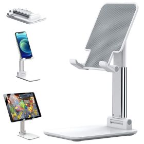Cell Phone Stand Desktop Holder Tablet Stand Mount Mobile Phone Desktop Tablet Holder Table Cell Foldable Extend Support Desk Mobile Phone Holder (Color: White)